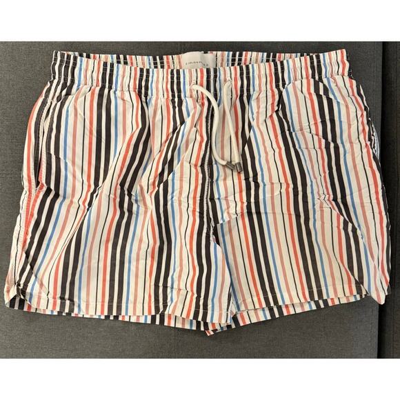Solid & Striped Men’s Size XXL White Multicolor Striped Print Swim Trunks - Picture 1 of 4